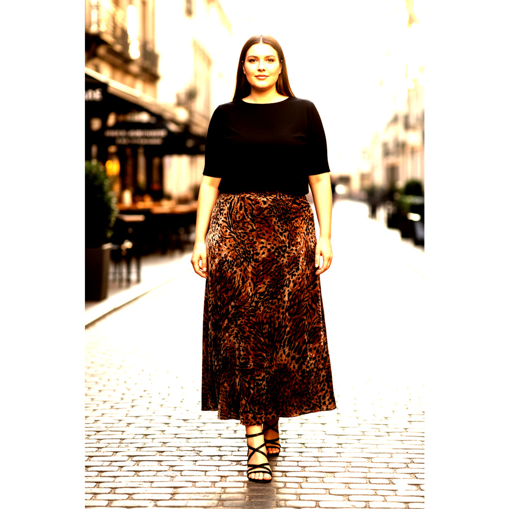 Burnt Velvet leopard animal print Maxi Skirt Grunge Goth Chic Brown black Sz-14